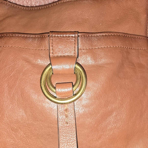 Frye Tan Leather Crossbody Bag with Gold Rings - Picture 5 of 10